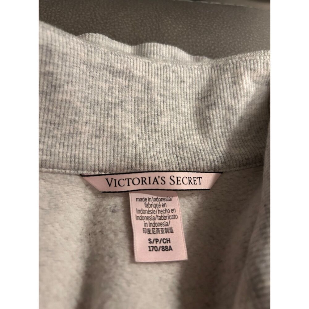 Victoria’s Secret Gray Cropped Half-Zip Sweatshirt Corset Waist Small